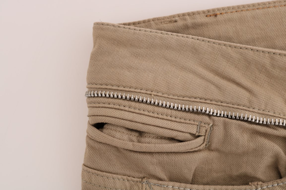 Jean coupe slim Costume National beige en coton (stretch)