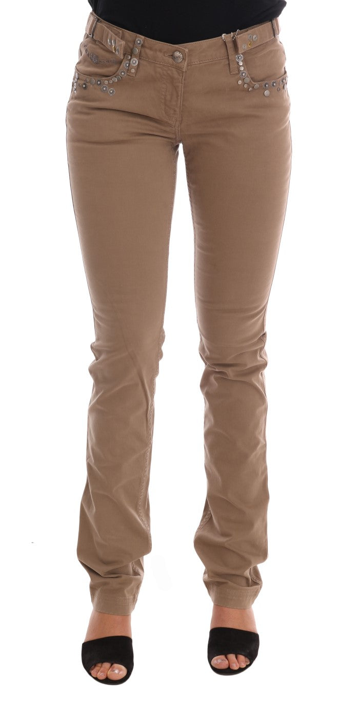 Jean coupe slim Costume National beige en coton (stretch)