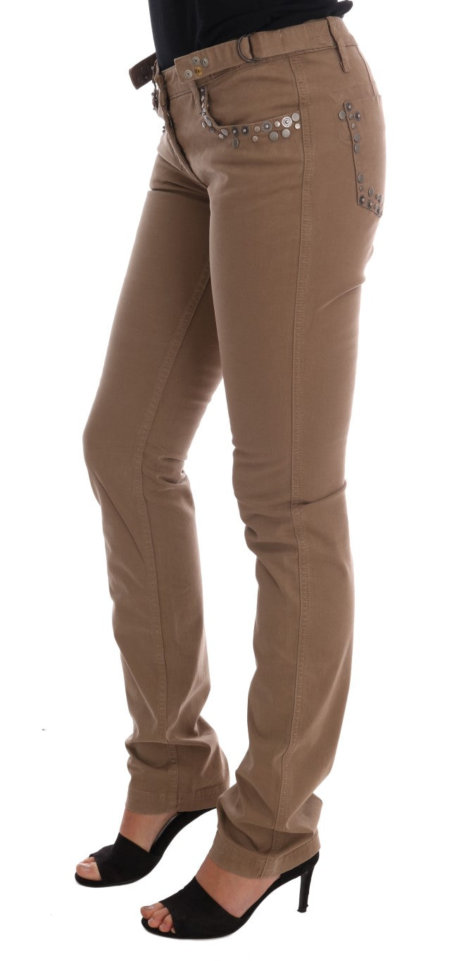 Jean coupe slim Costume National beige en coton (stretch)