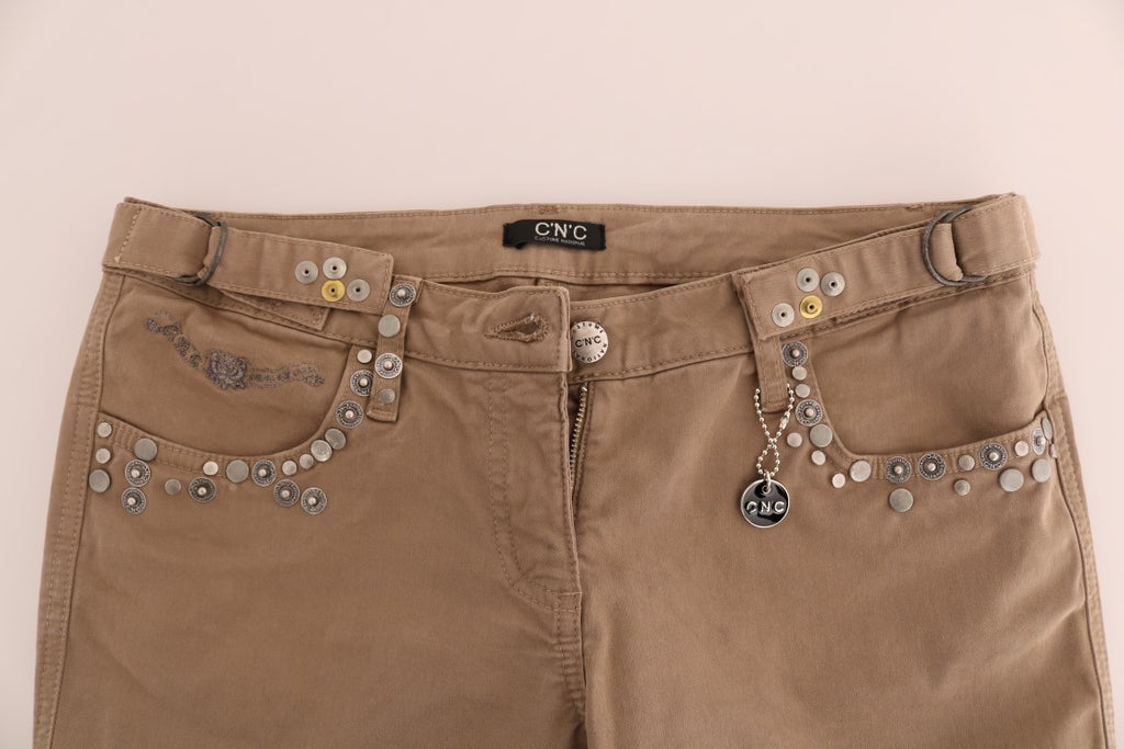 Jean coupe slim Costume National beige en coton (stretch)