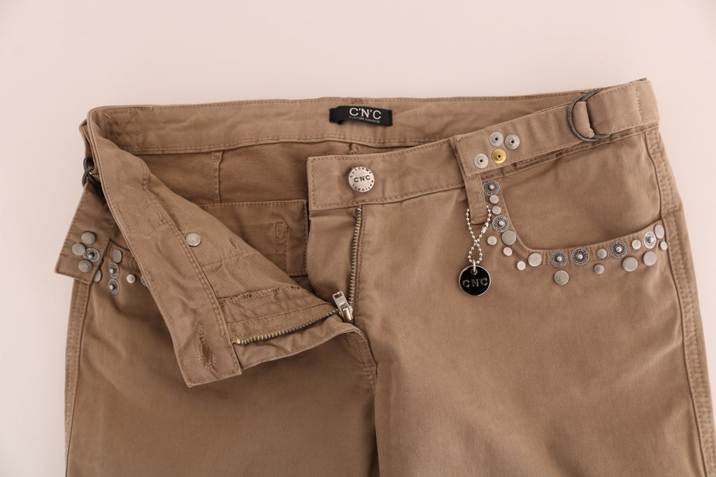 Jean coupe slim Costume National beige en coton (stretch)