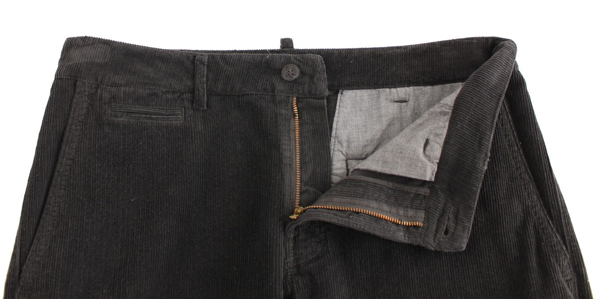 Pantalon GF Ferre noir en coton (droit, en velours côtelé)