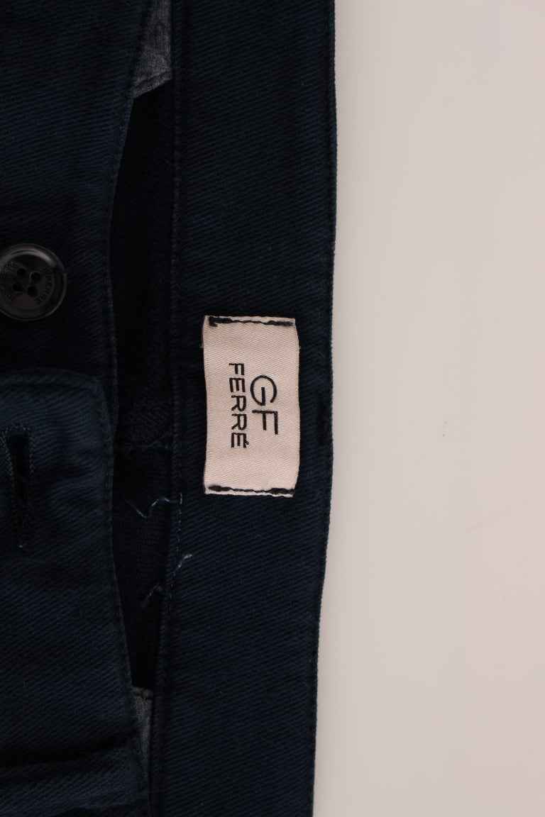 GF Ferre Blue Stretch Straight Fit Pants Chinos