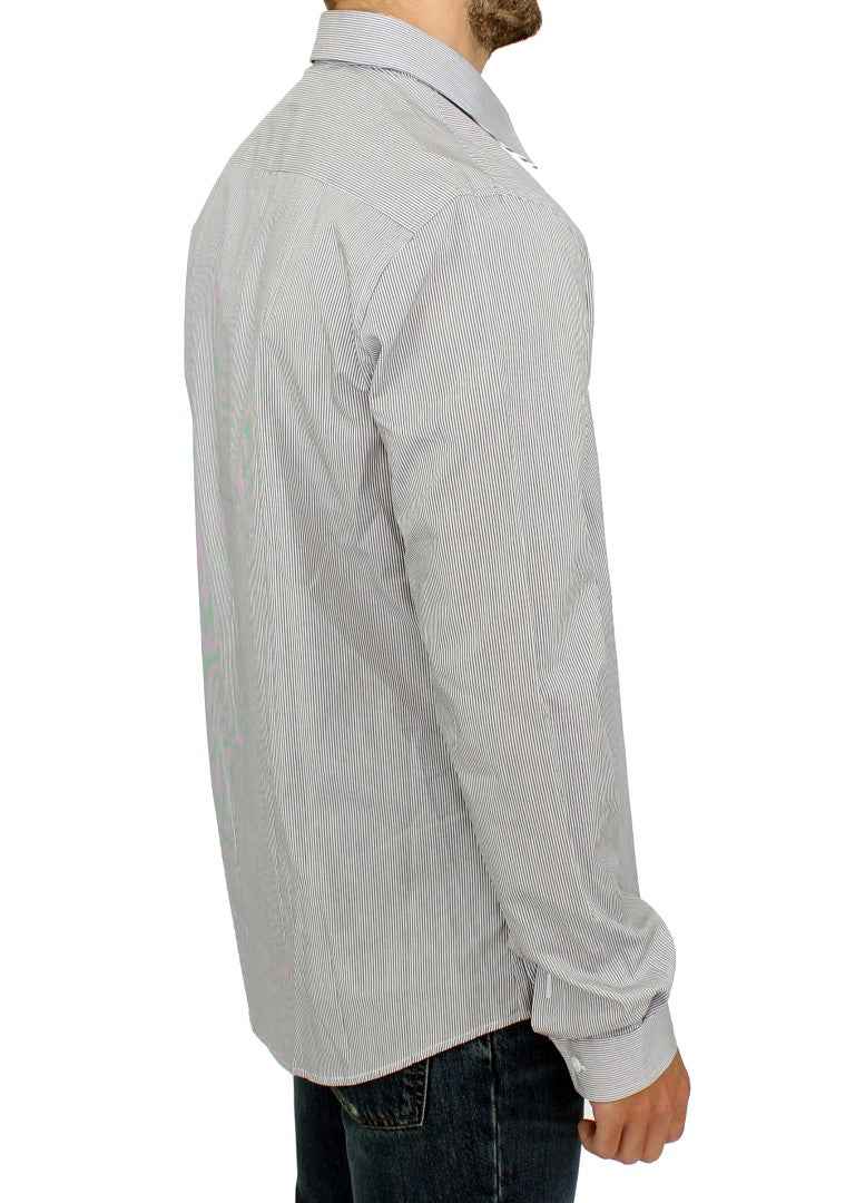 GF Ferre Gray Striped Cotton Casual Shirt