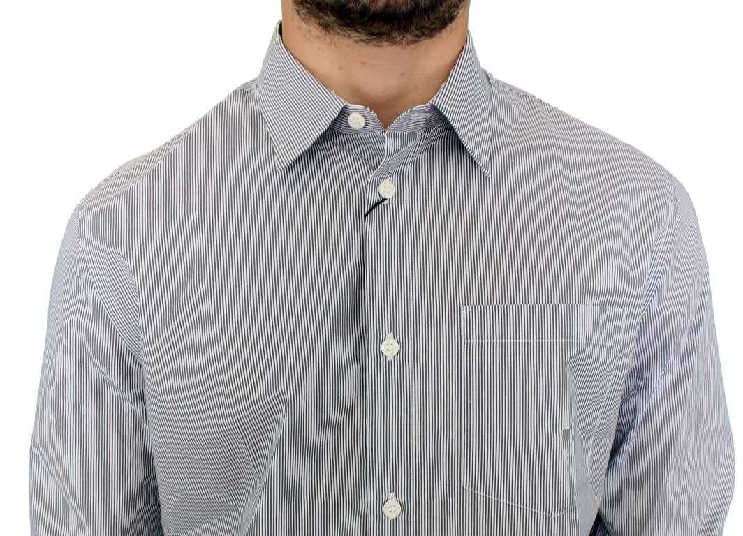 GF Ferre Gray Striped Cotton Casual Shirt