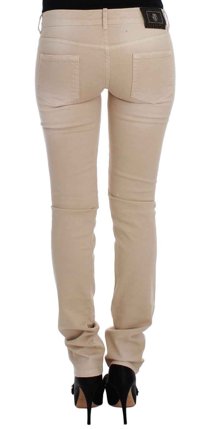 Cavalli Beige Wash Slim Fit Cotton Stretch Jeans