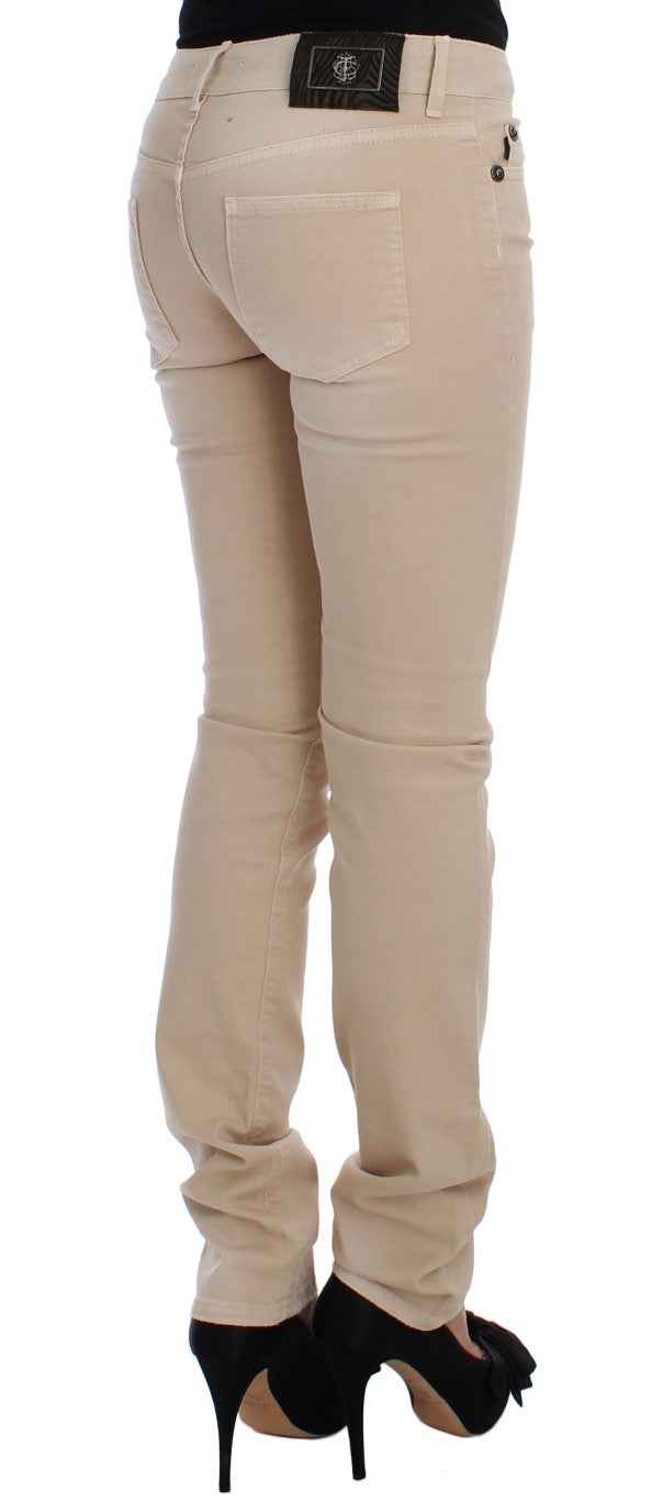 Cavalli Beige Wash Slim Fit Cotton Stretch Jeans