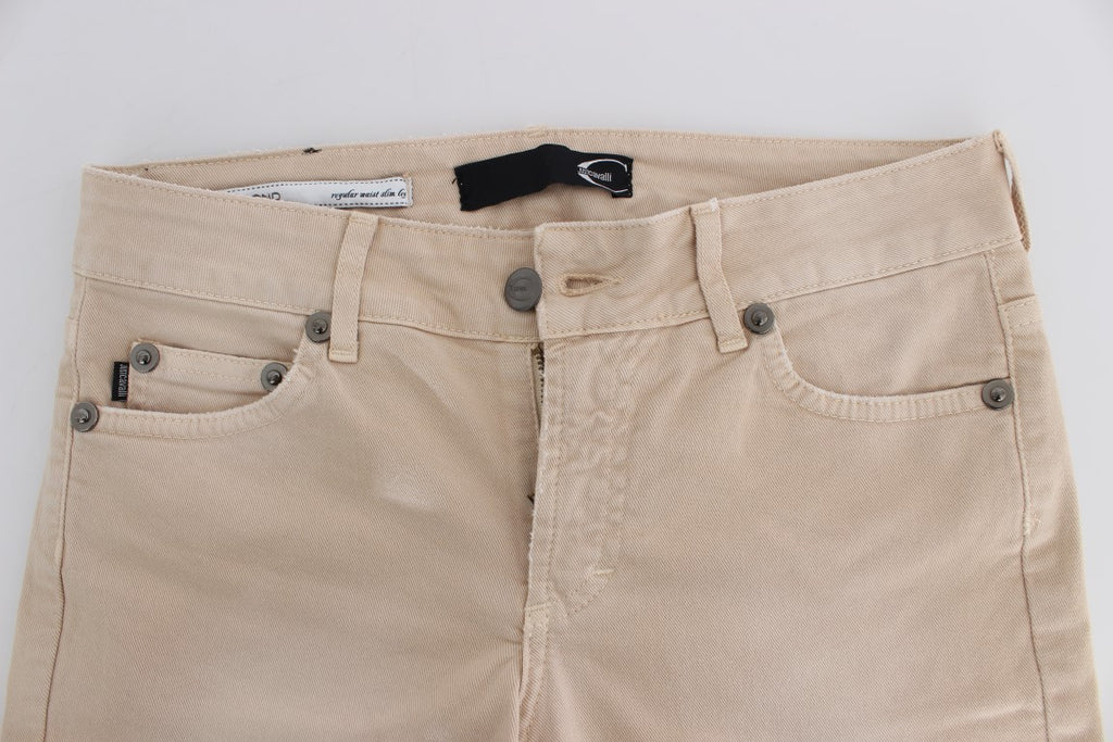 Jean Cavalli beige en coton (coupe ajustée, stretch)