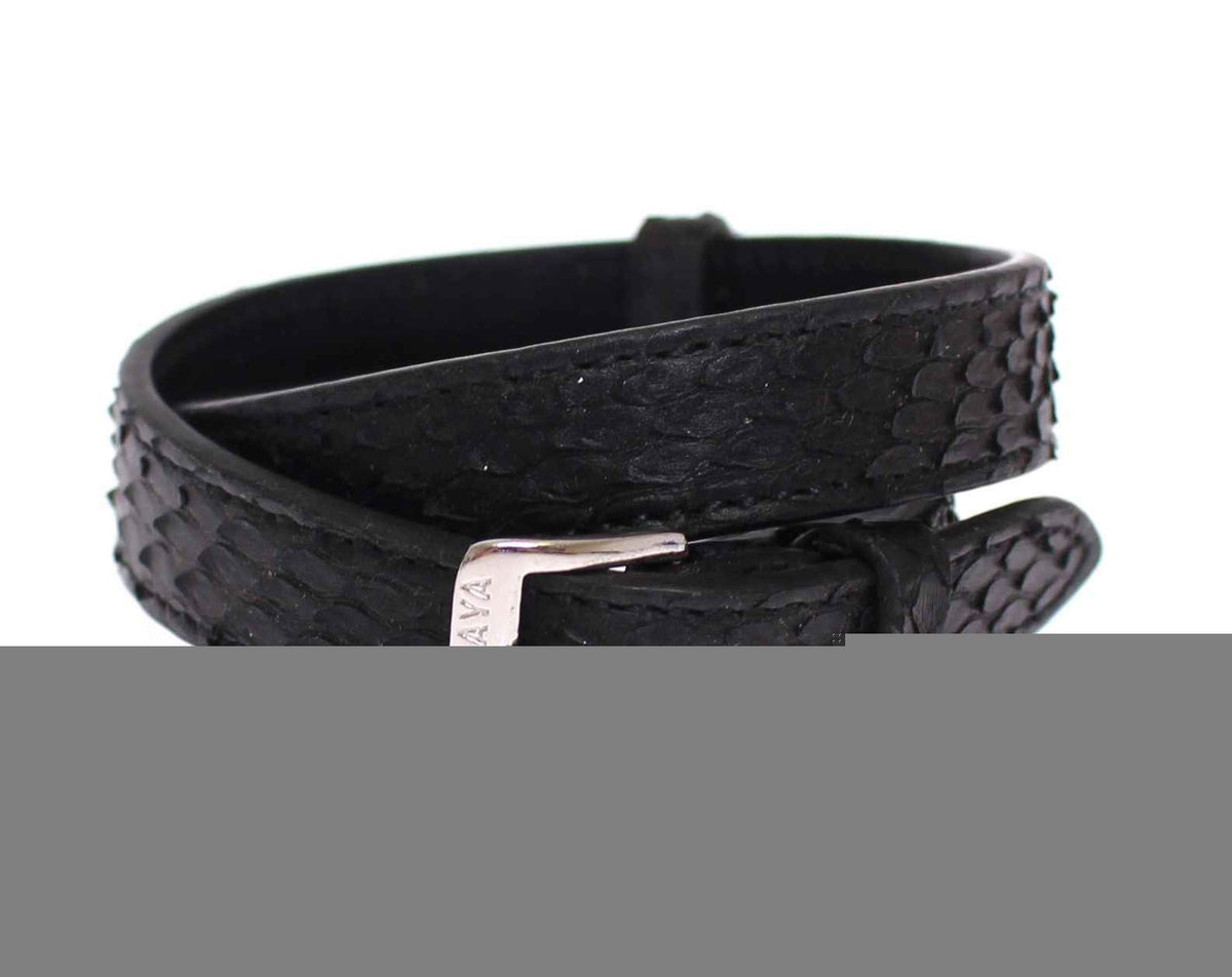 Nialaya Snakeskin CZ LOVE 925 Silver Bracelet