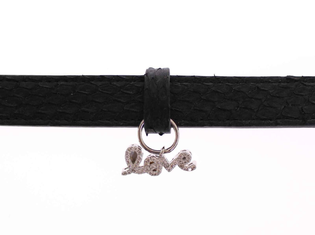 Nialaya Snakeskin CZ LOVE 925 Silver Bracelet