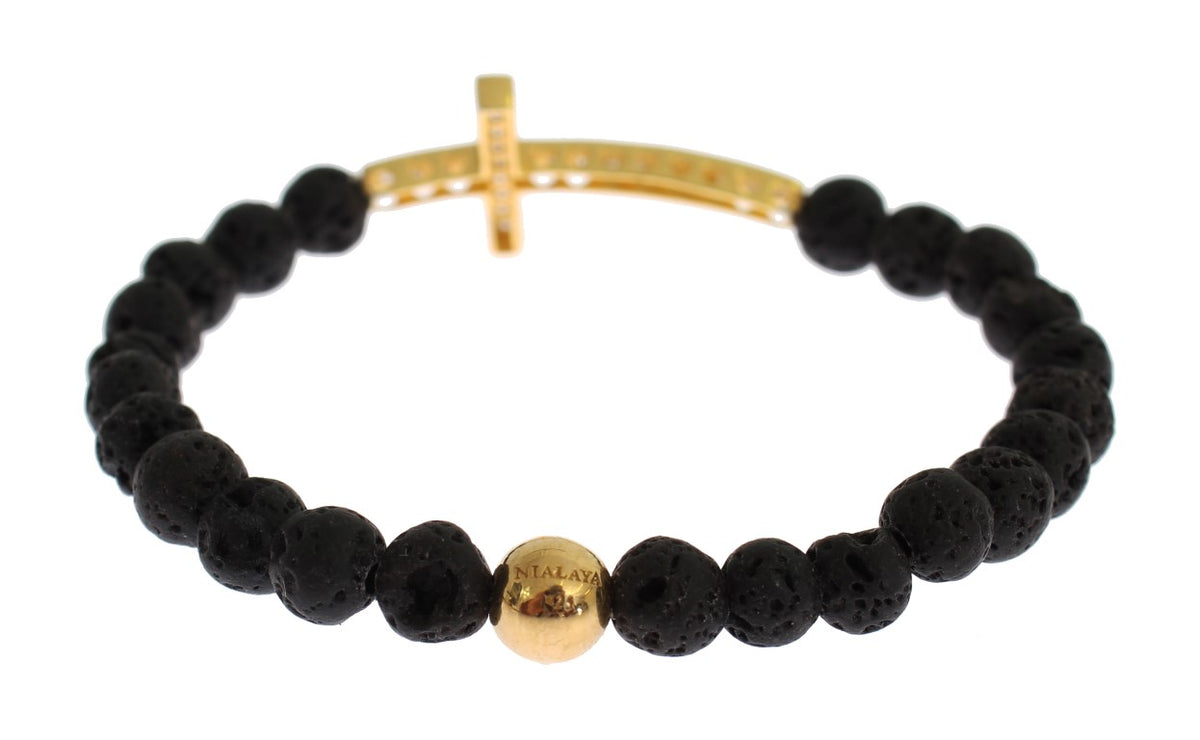 Bracelet Nialaya doré (oxydes de zirconium transparents, argent 925)
