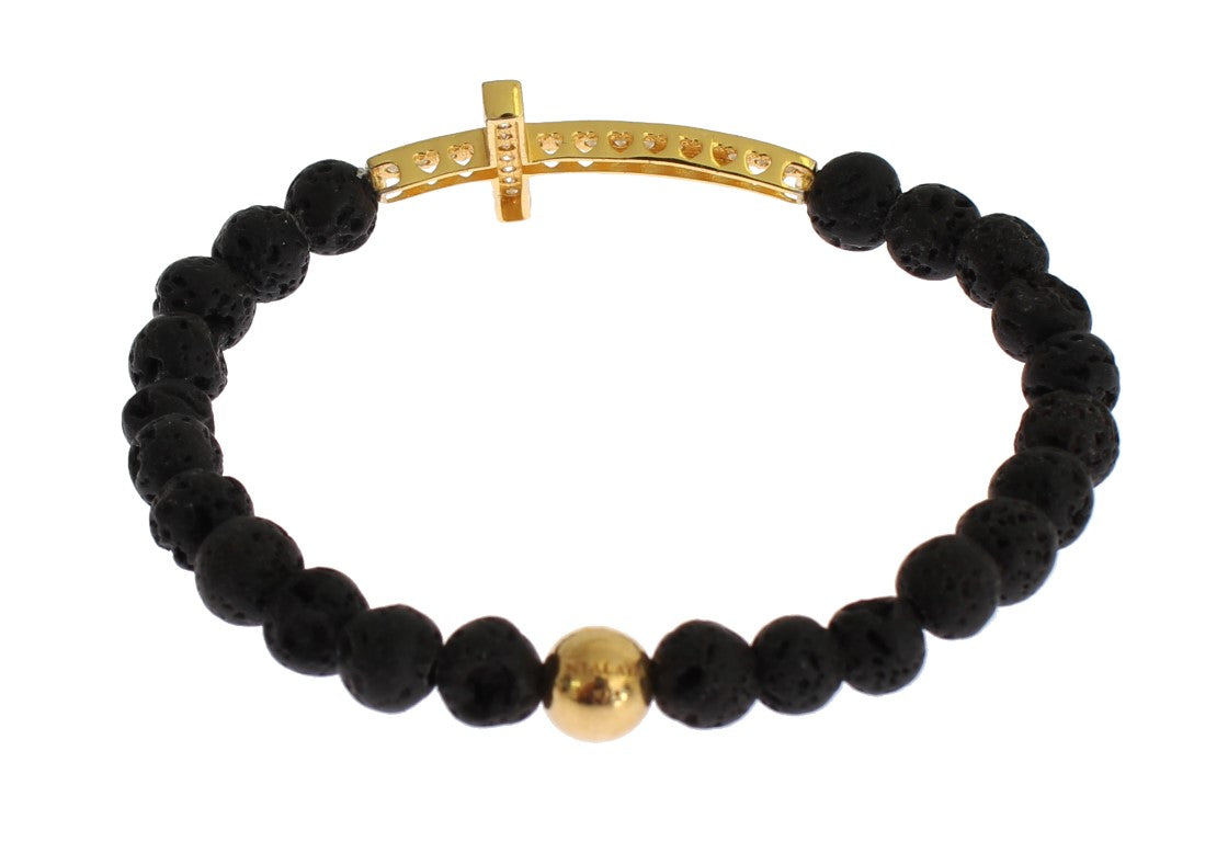 Bracelet Nialaya doré (oxydes de zirconium transparents, argent 925)