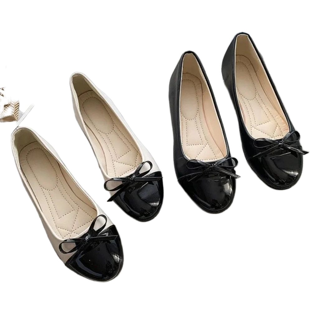 Ballerines en cuir à nœud, plates et confortables