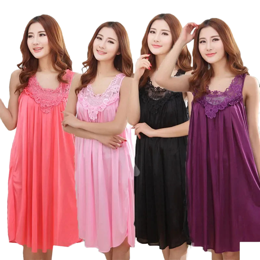 Chemise de nuit grande taille satinée