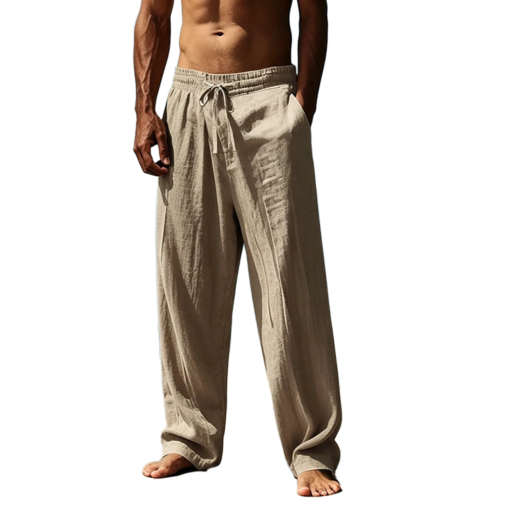 Pantalon homme en lin à taille ajustable