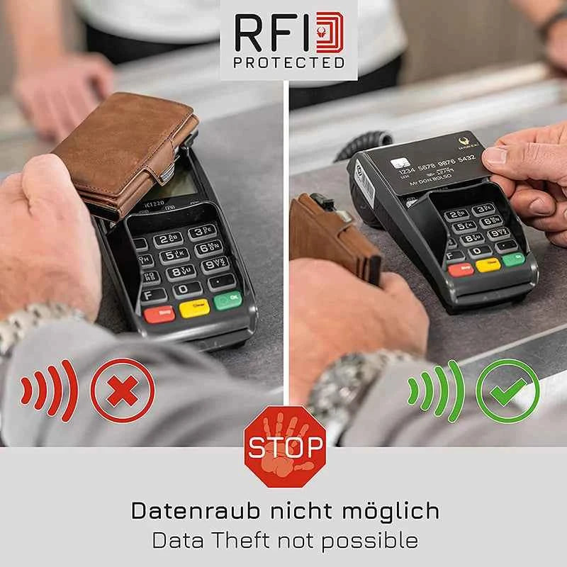 Porte-cartes automatique en cuir avec RFID