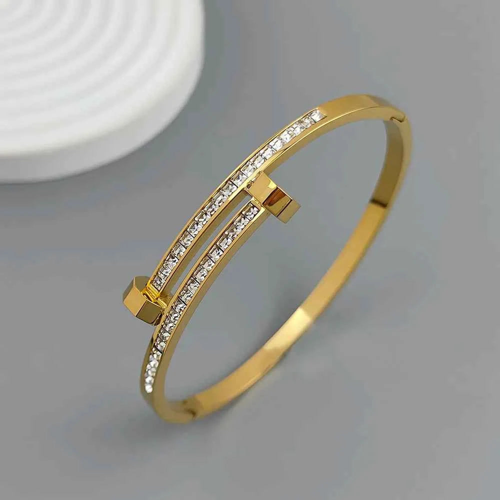 Bracelet plaqué or avec zircon