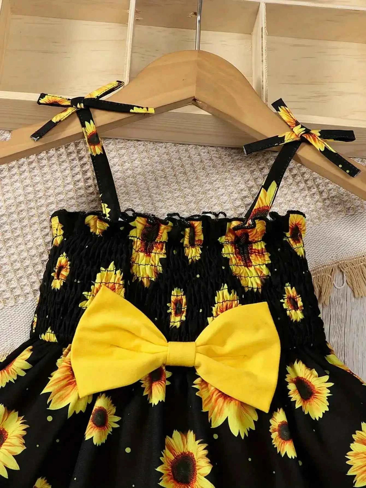 Robe bretelles imprimée tournesol