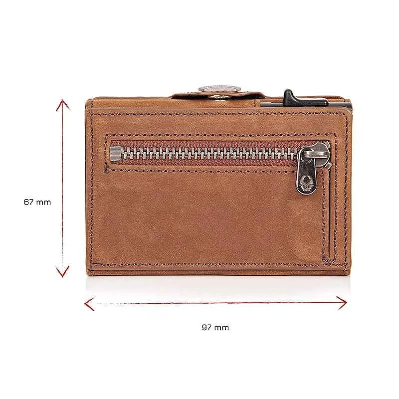 Porte-cartes automatique en cuir avec RFID