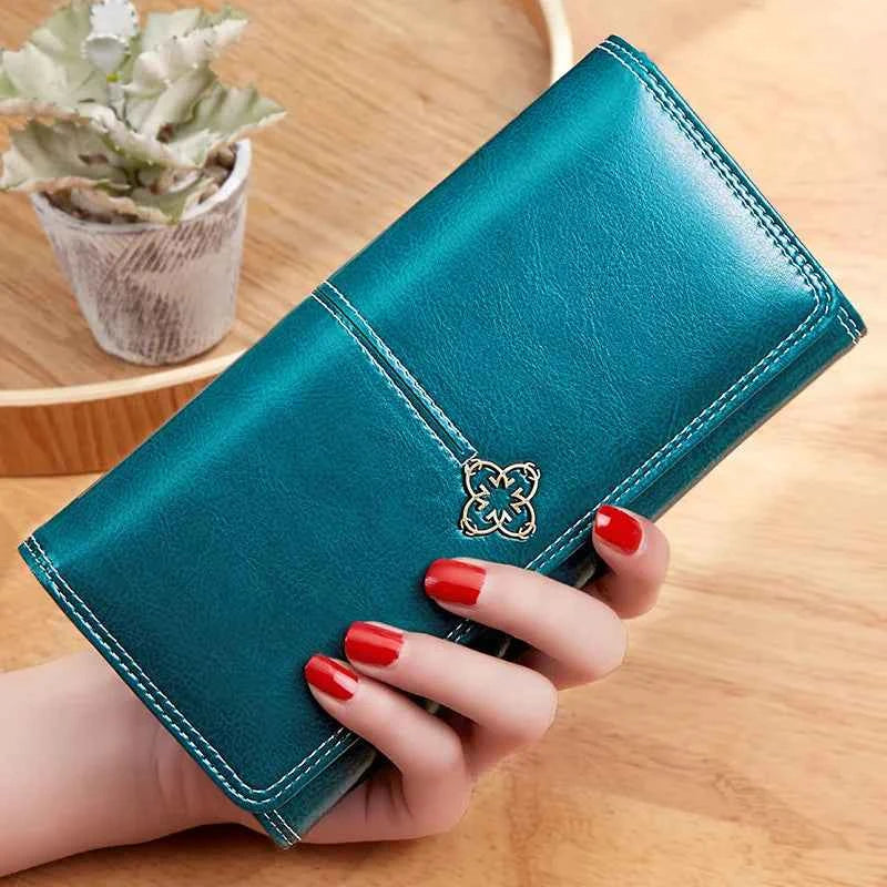 Portefeuille long femme en cuir synthétique