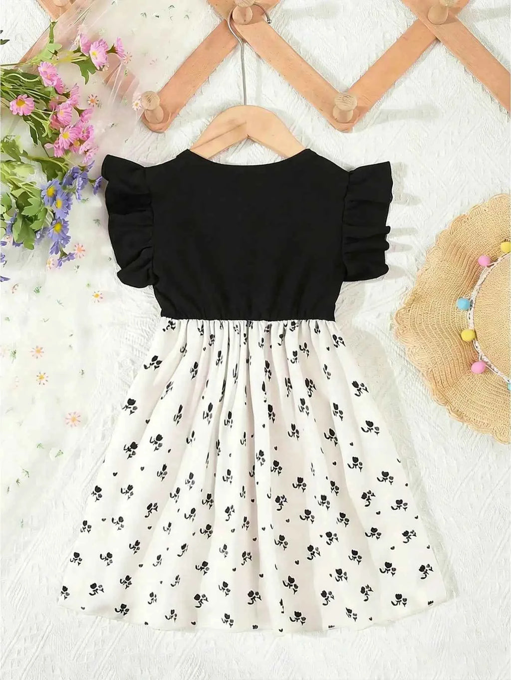Robe imprimée fille avec ceinture