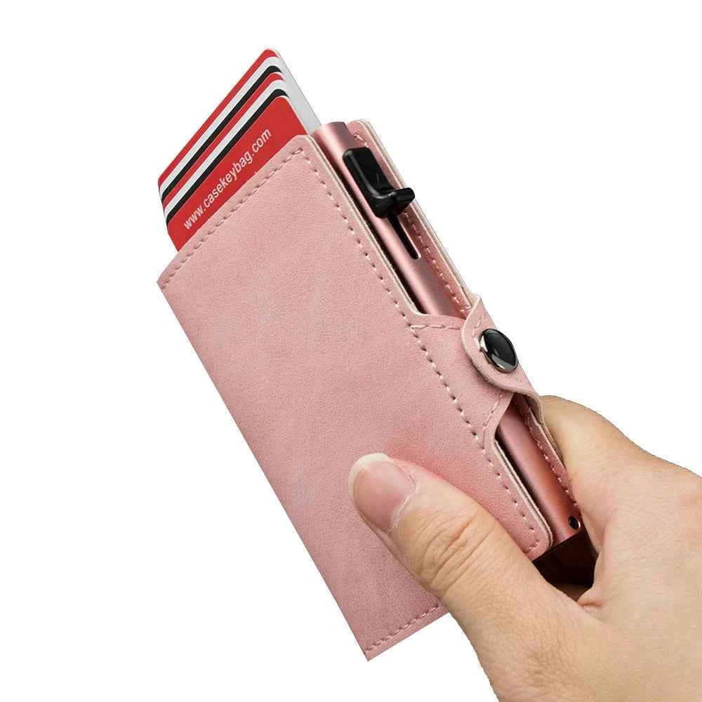 Portefeuille mince cuir avec porte-cartes automatique