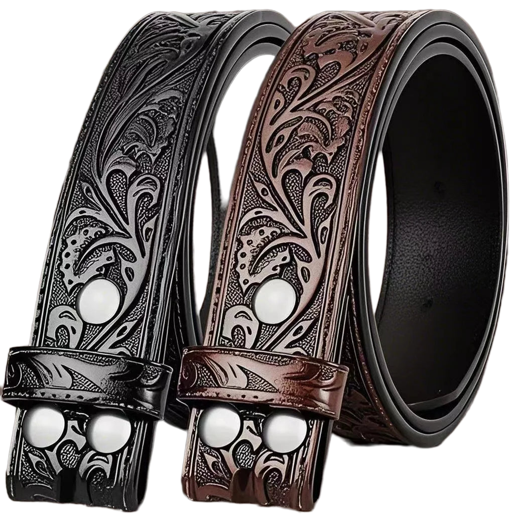 Ceinture en cuir embossée unisexe