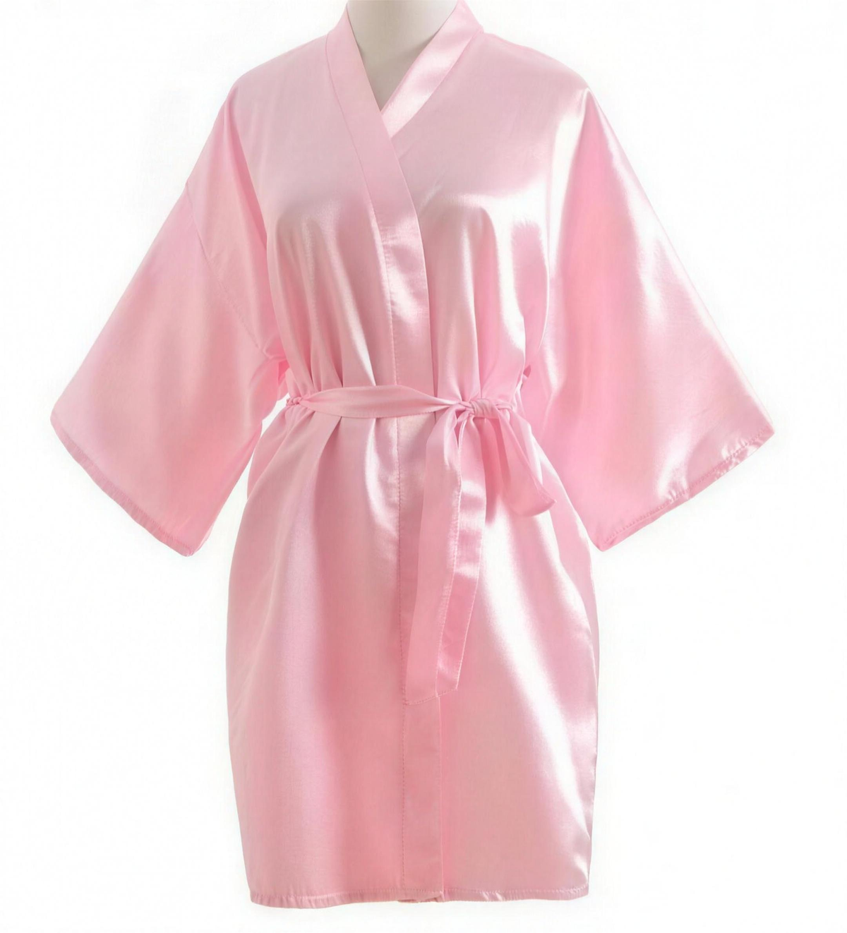 Kimono court satin demoiselle d'honneur rose - image HD